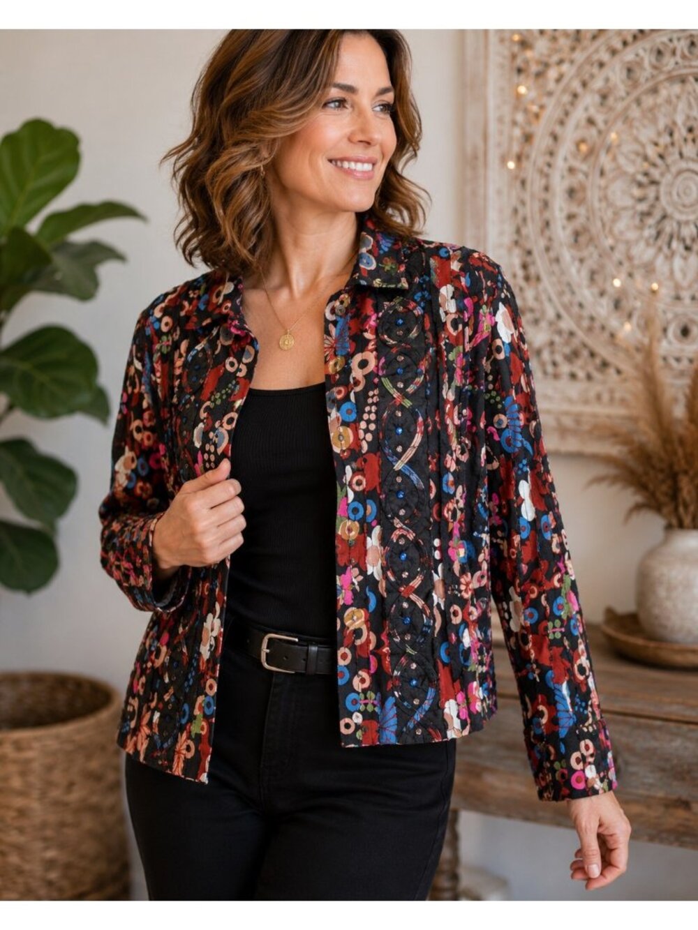 VTG 90s Sara Studio Jacket S Rayon Beaded Embellished Boho Floral India Sequin